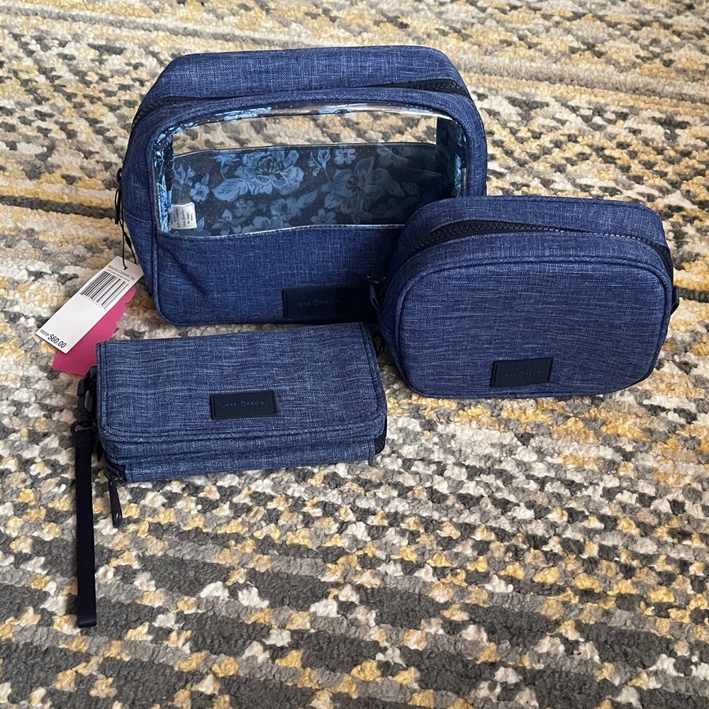 Vera Bradley ReActive Cosmetic Bag and Wallet Set - Dark Blue Heather